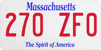 MA license plate 270ZF0