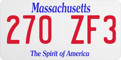 MA license plate 270ZF3