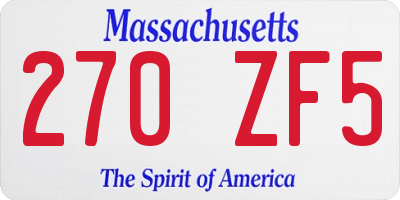 MA license plate 270ZF5