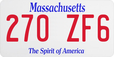 MA license plate 270ZF6