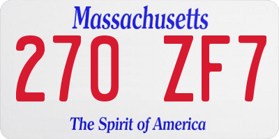 MA license plate 270ZF7