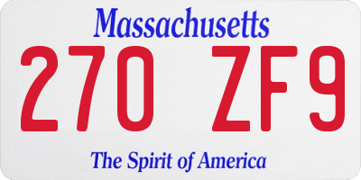 MA license plate 270ZF9