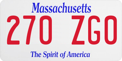 MA license plate 270ZG0
