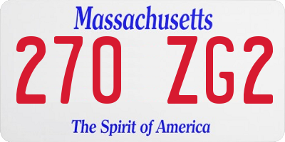 MA license plate 270ZG2