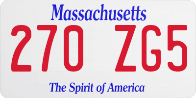 MA license plate 270ZG5