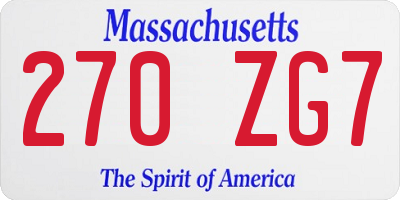 MA license plate 270ZG7