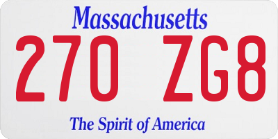 MA license plate 270ZG8