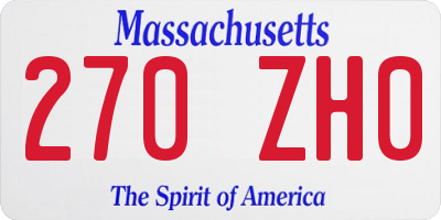 MA license plate 270ZH0