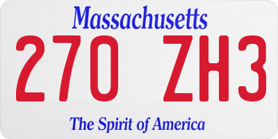 MA license plate 270ZH3