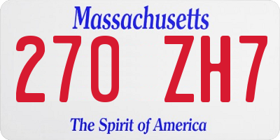 MA license plate 270ZH7