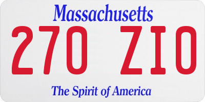MA license plate 270ZI0