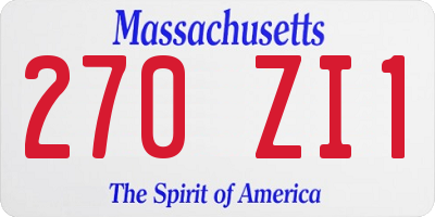 MA license plate 270ZI1