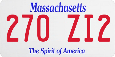 MA license plate 270ZI2