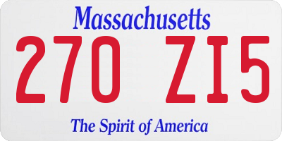 MA license plate 270ZI5