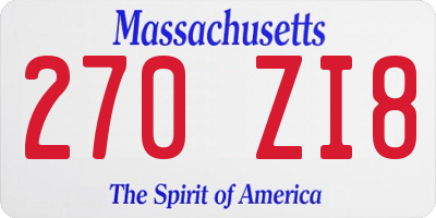 MA license plate 270ZI8