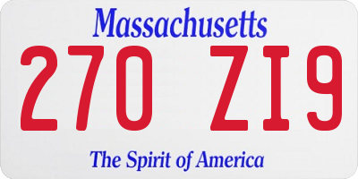 MA license plate 270ZI9