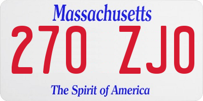 MA license plate 270ZJ0