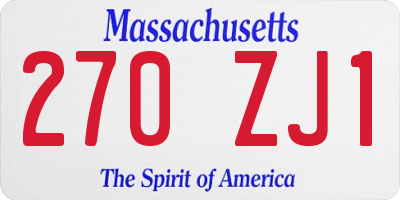 MA license plate 270ZJ1