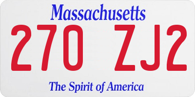 MA license plate 270ZJ2