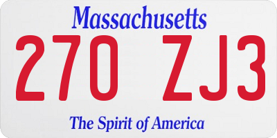 MA license plate 270ZJ3