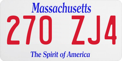 MA license plate 270ZJ4