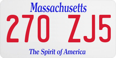 MA license plate 270ZJ5