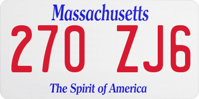 MA license plate 270ZJ6