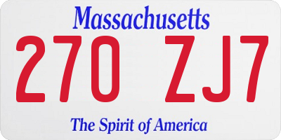 MA license plate 270ZJ7