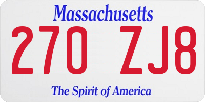 MA license plate 270ZJ8
