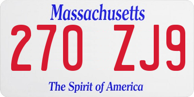 MA license plate 270ZJ9
