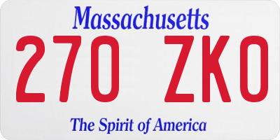 MA license plate 270ZK0