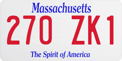 MA license plate 270ZK1