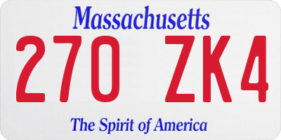 MA license plate 270ZK4