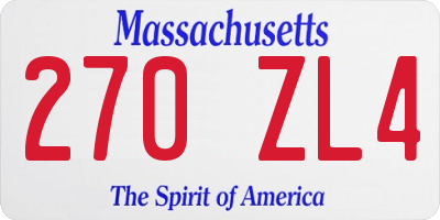 MA license plate 270ZL4