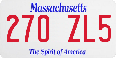 MA license plate 270ZL5