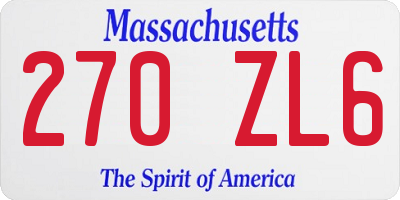 MA license plate 270ZL6