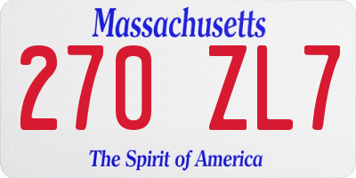 MA license plate 270ZL7