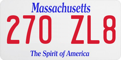 MA license plate 270ZL8