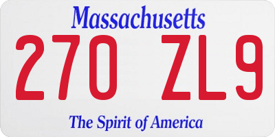 MA license plate 270ZL9