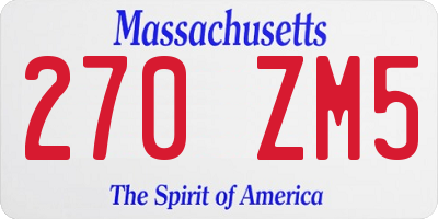 MA license plate 270ZM5