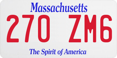 MA license plate 270ZM6