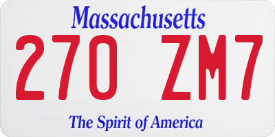 MA license plate 270ZM7
