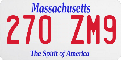MA license plate 270ZM9