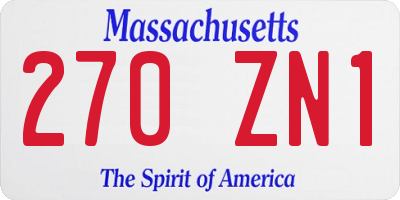 MA license plate 270ZN1