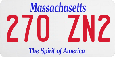 MA license plate 270ZN2