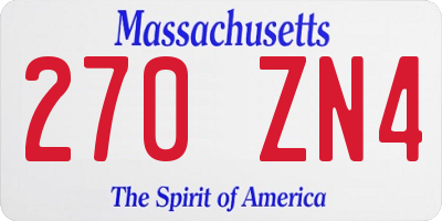 MA license plate 270ZN4