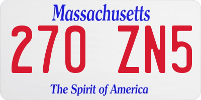 MA license plate 270ZN5