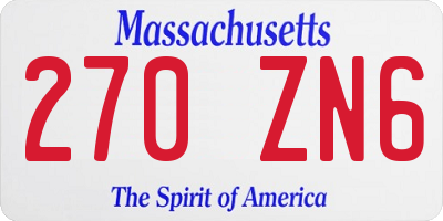 MA license plate 270ZN6
