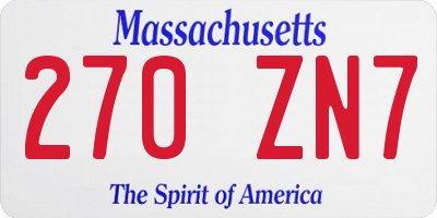 MA license plate 270ZN7
