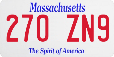 MA license plate 270ZN9